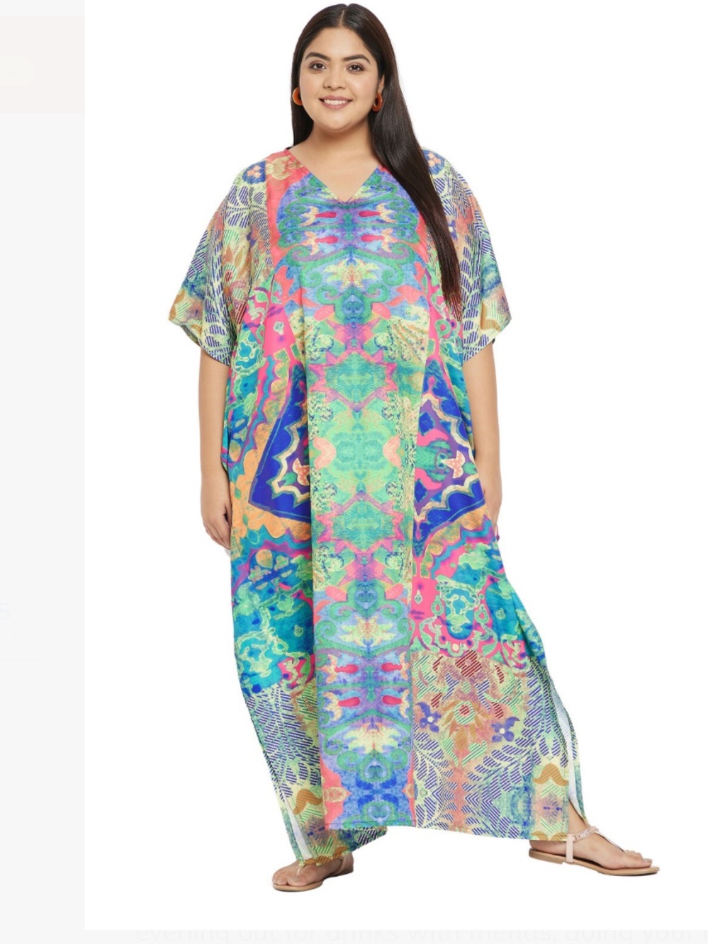 NWT Gypsie Blu Bohemian Multicolor Print Kaftan Dress - Relaxed Fit